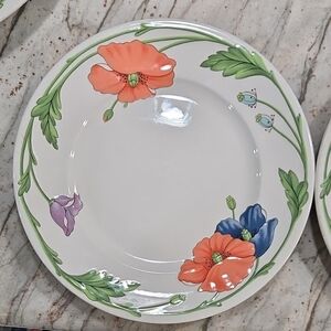 2- Villeroy And Boch Floral Ceramic Dinner Plates 10.5 Inch
